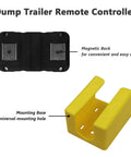 3 Wire Dump Trailer Remote Control Switch For 12V DC Hydraulic Pump Up Down Control Single Acting Trailer Controller Ideal For Truck Tipper Lift Gate Hoist Easy Install And Time Saving with magnetic back and yellow mounting base.