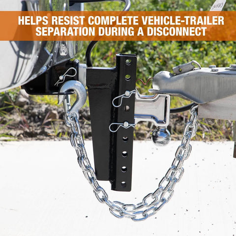 ✝️ B03822SC Class 4 Trailer Safety Chain With Forged Slip Hook, Zinc Plated, attached to trailer for stability