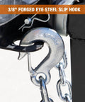 B03822SC Class 4 Trailer Safety Chain With Forged Slip Hook, Zinc Plated attached to a trailer hitch, 3/8 in diameter