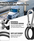 Heavy duty stainless steel clamp and non-slip rubber for securing electrical and air lines on semi-trucks, featuring widened design.