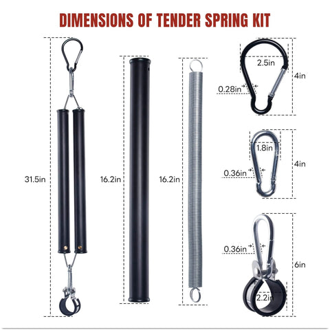 Dimensions of 16 Inch Double Tender Spring Kit For Trailer Suspension Dual Tender Springs For Suspending Air Lines