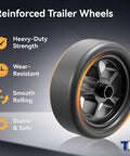 Reinforced spoked wheel for 2,500 Lbs Dual 6 Inch Trailer Jack Swivel Caster with stable lifting and easy installation.