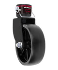 6 Inch Trailer Swivel Jack Caster Wheel With Pin Base 1200 Lbs Capacity For Boat Hitch And Camper Removable Black Wheel Compatible With 2 Inch Jack Tubes 6 Inch Poly Wheel For Easy Trailer Mobility visible in black with pin attachment.