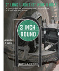Durable trailer U bolt kit for 5200-7000 lb round axles, 3 inch beam diameter, shown installed with leaf spring