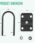 Durable trailer U bolt kit for 5200-7000 lb round axles, 3 inch beam diameter, showing U bolt and tie plate dimensions