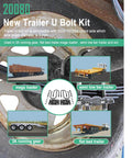 Durable trailer U bolt kit for 5200-7000 lb round axles, 3 inch beam diameter, featuring U bolts, nuts, and tie plates