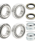 Complete trailer wheel hub bearing kit for 1.0625 inch axles with seals, includes 4 bearings, 2 seals, cotter pins, dust covers