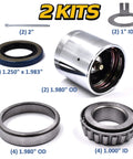Trailer Wheel Hub Bearing Kit Two Pack For 1 Inch Bore L44643 And L44610 Straight Axle Spindle With 1.25 Inch 12192TB Seal Includes Greaseable Bearing Protectors
