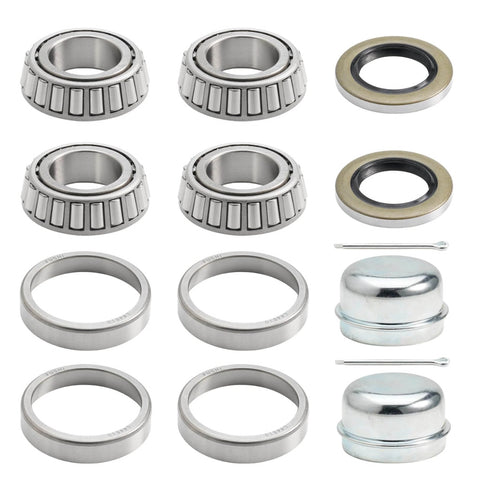 2 Set Fits for 1'' Axles Trailer Wheel Hub Bearings Kit, L44643/L44610,1.000" ID, 1.980" OD, 0.580" Width，12192TB Seal OD 1.980'',Dust Cover and Cotter Pin.