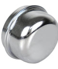 Close-up of a silver dust cover from the 2 Set Trailer Wheel Hub Bearing Kit For 1-1/16 Inch Axles Includes L44649 ID 1.0625 Inch Bearings.