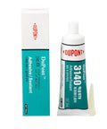 Dupont 3140 RTV Adhesive Sealant tube and box, 100ml, translucent, moisture cure, high elongation, flame resistant.