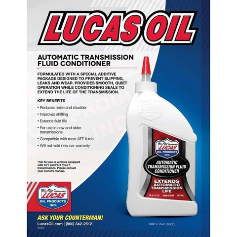 Automatic Transmission Fluid Conditioner 20 Oz For Smoother Shifts, Quieter Operation, And Reduced Shudder, Works With All ATF Fluids Conventional And Synthetic, For New Or Older Transmissions Not For CVT bottle and label
