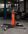 Beefy Transmission Jack With 1322 Lb Capacity For Cars And Light Trucks, 32 To 67 Inches Hydraulic Lift, Foot Pedal Operation