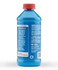 Back view of Transmission Sealer 16 Oz Stops Leaks In Automatic And Manual Transmissions Restores Dried Cracked And Shrinking Rubber Seals Prevents Fluid Loss And Leakage Permanent Seal For All Transmission Fluids bottle with instructions and warnings.