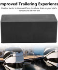 Transom Saver Rubber Motor Support for Outboard Hydraulic Tilt Systems, shown as a rectangular black rubber block with boat motors.
