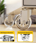 Three Inch Transparent Swivel Casters Without Brakes For Furniture, 360 Degree Rotation, Lightweight Yet Durable Polyurethane Casters