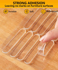 Close-up of transparent 10 Pack Wall Bumpers And Door Stoppers For Furniture No Slam Cushions Self Adhesive Anti Collision Pads with hand showing 3M bond.