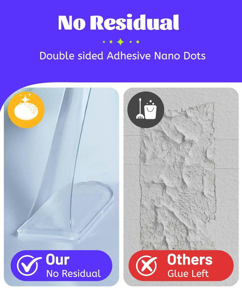 Comparison of Removable Car Double Sided Glue Dots For Dash Decor showing no residue vs glue left on surfaces.