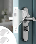 Front view of 2 Pack Quiet Close Door Silencer Cushions for Noise Reduction, installed on a door handle, transparent design