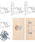 8 Pairs False Front Cabinet Clips for Kitchen Cabinets, reinforced tip out snap fasteners with screws, transparent hardware.