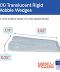 Heavy Duty Leveling Shims For Furniture And Appliances, Transparent Rigid Plastic Wedges, Made In USA, 300 Pack, product dimensions displayed.