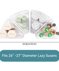 Set Of 6 Transparent Lazy Susan Organizers For Kitchen Cabinets, 10.2 By 9.4 By 4 Inches, 1/8 Wedge Shaped Container Layout