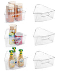 Set Of 6 Transparent Lazy Susan Organizers For Kitchen Cabinets, 10.2 By 9.4 By 4 Inches, Plastic Storage Bins With Handle, showcasing contents
