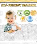Child playing with 100 Ocean Balls for Babies Kids Children Soft Plastic Birthday Parties Events Playground Games Pool (Transparent).
