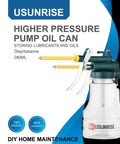 Two Pack Transparent High Pressure Oil Can Oiler With Rigid And Flexible Spouts And Thumb Pump Clear Plastic Bottle Kit visible