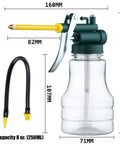 Two Pack Transparent High Pressure Oil Can Oiler with Rigid and Flexible Spouts and Thumb Pump Clear Plastic Bottle Kit with Three Spouts