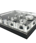 See Through 9 Piece Punch And Die Set With Clear Plate Guide for Precise Alignment, close-up view of transparent guide plate.