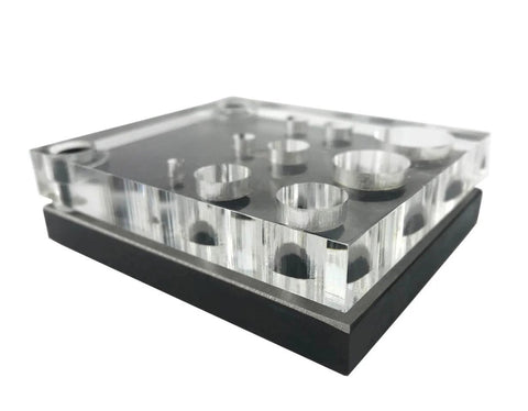 See Through 9 Piece Punch And Die Set With Clear Plate Guide for Precise Alignment, close-up view of transparent guide plate.