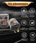 Two Pack 2 Pin Flasher Relay For Cars And Motorcycles 20A 12V Transparent Round Shell LED Turn Signal Indicator