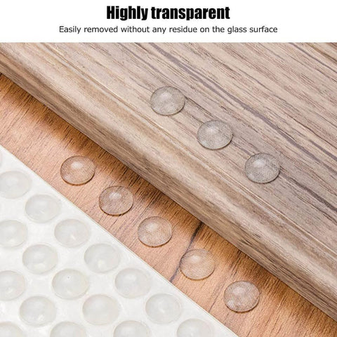 Self Adhesive Anti Slip Silicone Bumpers 200 Pcs Transparent Foot Pads for Furniture shown on wood surface