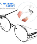 Slip On Safety Glasses Side Shields 2 Pairs Transparent Anti Slip Protectors shown installed on black-framed glasses
