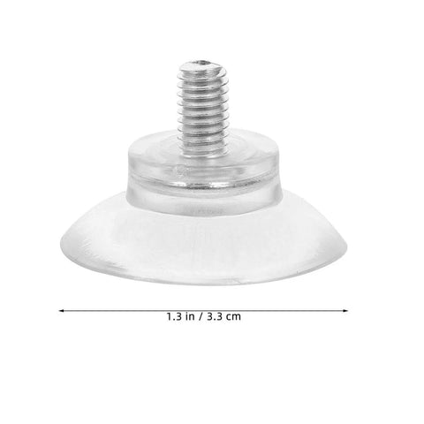 Close-up of a transparent suction cup with M6 screw, 1.29 by 1.29 by 0.51 inch, from 10 Pack Transparent Suction Cups With M6 Screws Nuts Grab And Go Anti Slip Vacuum Grip Hooks For Window Car Shade Cloth Bathroom Wall Door 1.29 By 1.29 By 0.51 Inch.
