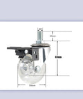 2 Inch Castor Wheels With Brake, Transparent Screw Brake Casters 8x15 Mm Threaded Stem Swivel Caster For Office Chair