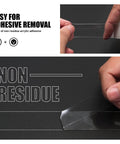 Person peeling Transparent Double Sided Adhesive Tape 1/2 Inch By 10 Feet, Acrylic, Removable No Residue, Easy Peel Backing