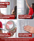 Installation steps for Transparent Window Weather Sealing Tape 2 Inch by 30 Yard Clear Draft and Air Tight Seal for Windows