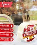 Transparent Window Weather Sealing Tape 2 Inch by 30 Yard Clear Draft and Air Tight Seal with product label and specs visible