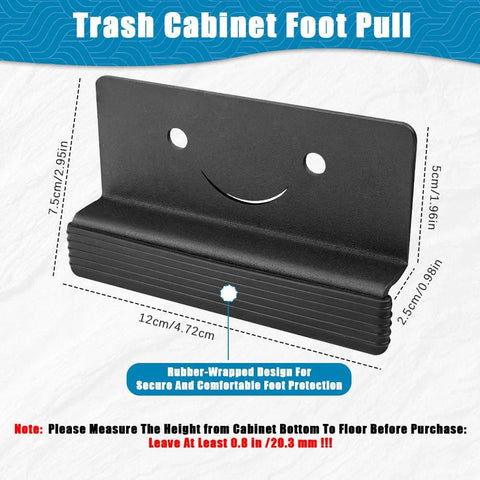 Foot Pull For Cabinets With Adhesive And Screws Hands Free Cabinet Door And Drawer Opener shown with measurement details.