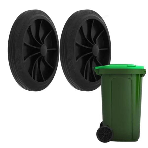 Replacement Trash Can Wheels Set Of 2 For Outdoor Garbage Containers, Plastic Rubber Casters For Waste Receptacles, 0.79 Inch Diameter