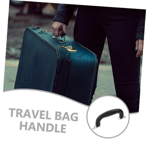 Person holding suitcase with Leather Replacement Handles For Bags And Luggage 6.49 Inch Pull Handles For Suitcases Guitar Cases Toolboxes Travel Handbags.