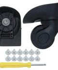 Carry On Travel Suitcase Spinner Wheels Replacement Left And Right Caster With Screws And Tool 2 Pcs Black Wear Resistant Plastic Upgrade For Smooth Rolling And Easy Luggage Maintenance