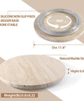 Natural Travertine Lazy Susan Turntable Organizer with 360° rotation, 12 inch round serving tray for countertop and tabletop use.