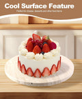Natural Travertine Lazy Susan Turntable Organizer for Tabletop with Cake Displayed, 12 Inch Round Serving Tray