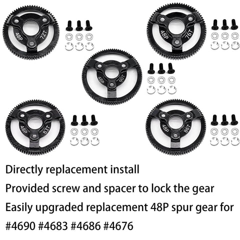 Traxxas Hardened Steel Spur Gear Upgrade 83T with screws and spacers for 1/10 Slash Stampede Rustler Bandit 2WD VXL XL5 F150 SVT.