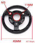 Traxxas Hardened Steel Spur Gear Upgrade 83T 1/10 Slash 2WD VXL XL5 gear size diagram with 48P and dimensions
