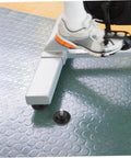 Two Pack Slip Resistant Treadmill Leveling Pads With Mounting Screws For Stable Fitness Equipment On Uneven Floors installed