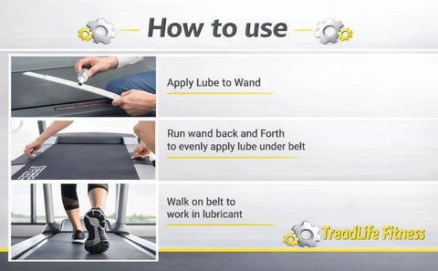 How to use Complete Treadmill Maintenance Kit With 5 Applications Of One Hundred Percent Silicone Belt Lubricant And Extra Wide TruLube Applicator Wand.